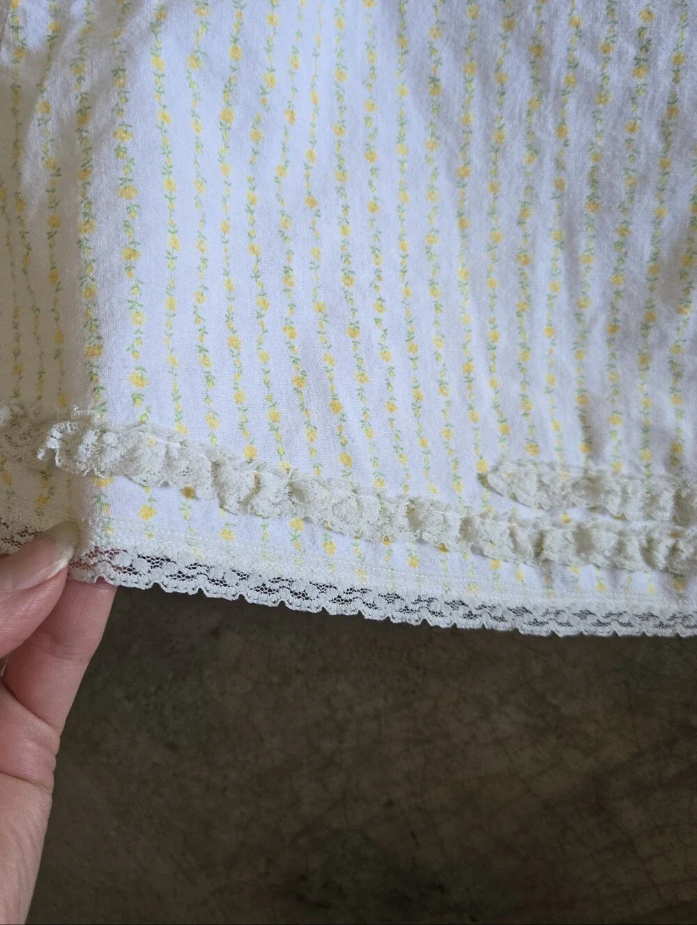 Vintage White and Yellow Girls' Nightgown with Peter Pan Collar